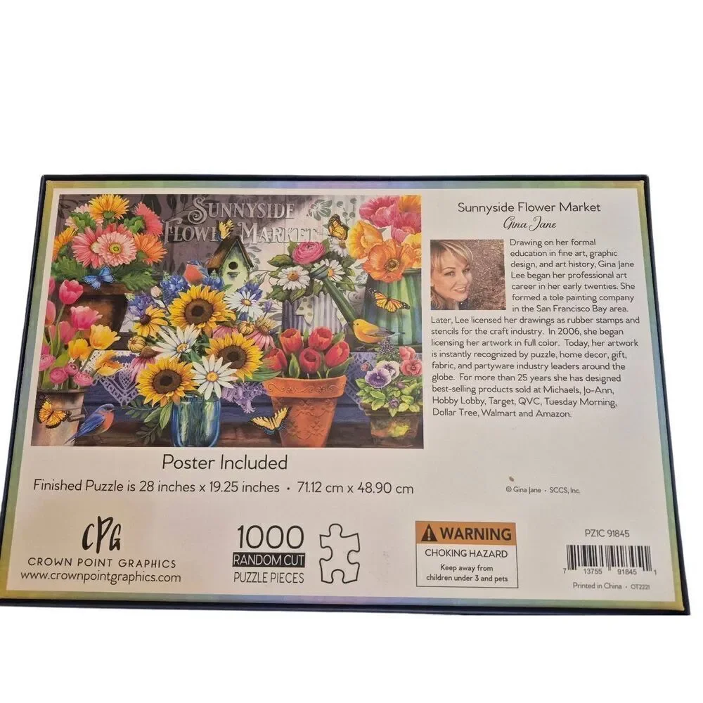 Crown Point Graphics Gina Jane Sunnyside Flower Market 1000 pc Jigsaw Puzzle